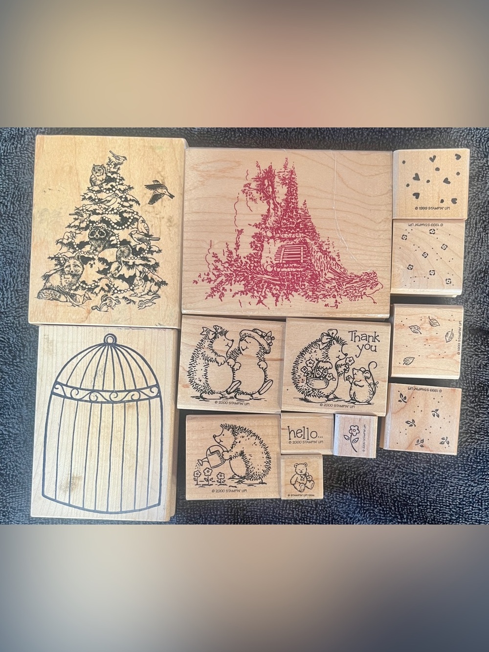 Stampin' Up! Vintage Wooden Rubber Stamps Lot 12 Pcs